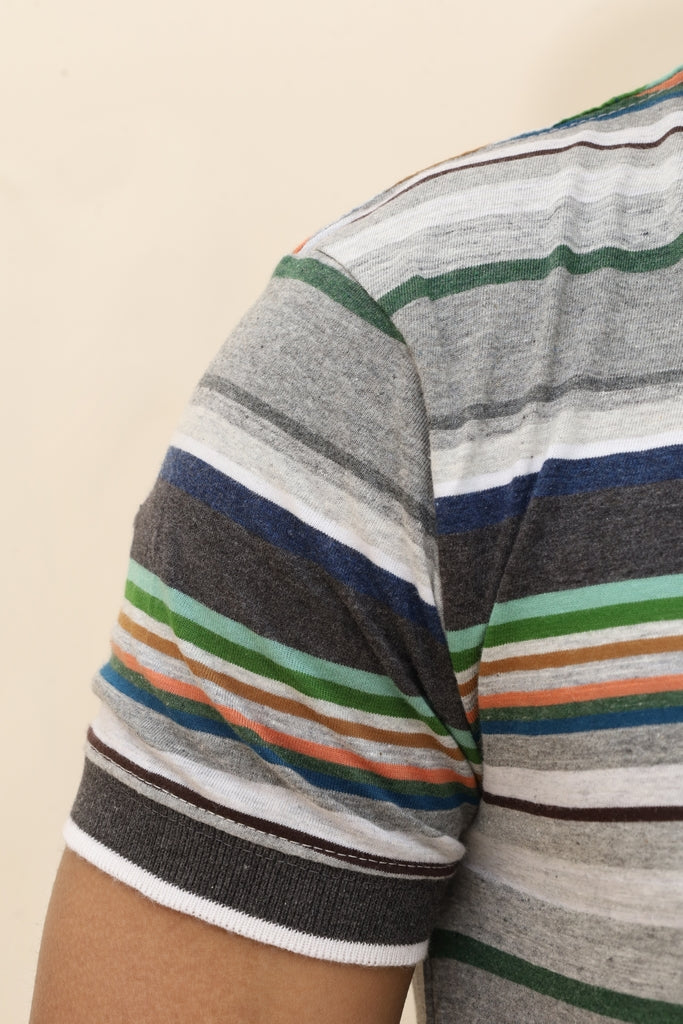 Men's Multi-Tone Striped Heather Polo
