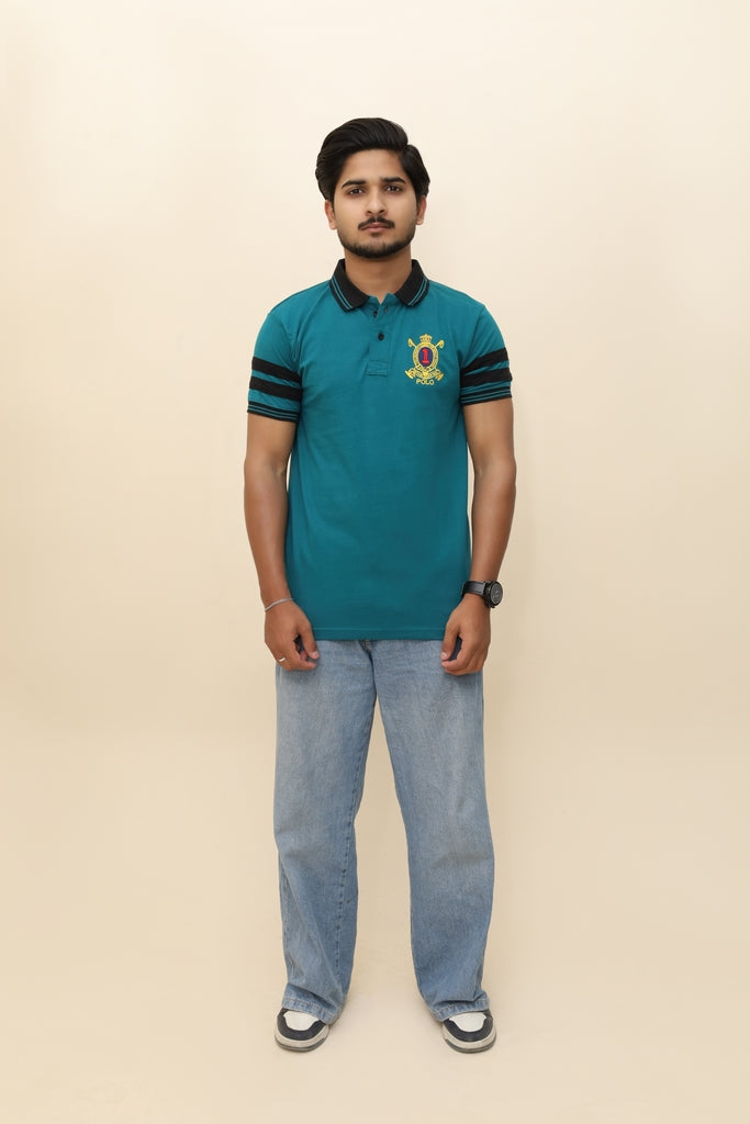 Men's Heritage Teal Polo with Crest Detail