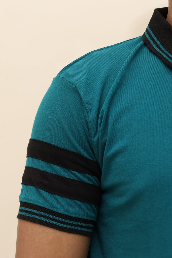 Men's Heritage Teal Polo with Crest Detail