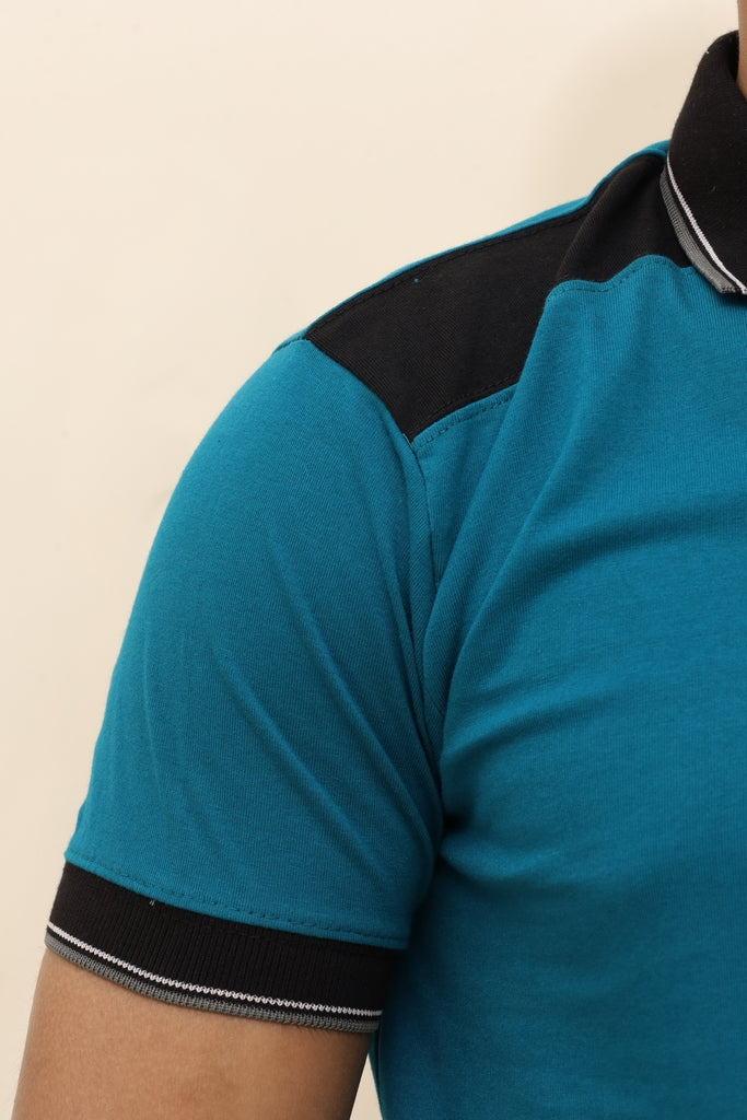 Men's Performance Teal Polo with Contrast Paneling