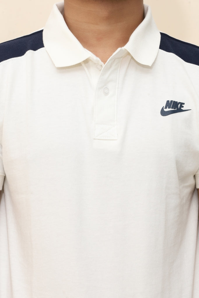 Men’s Classic White Performance Polo with Navy Accents