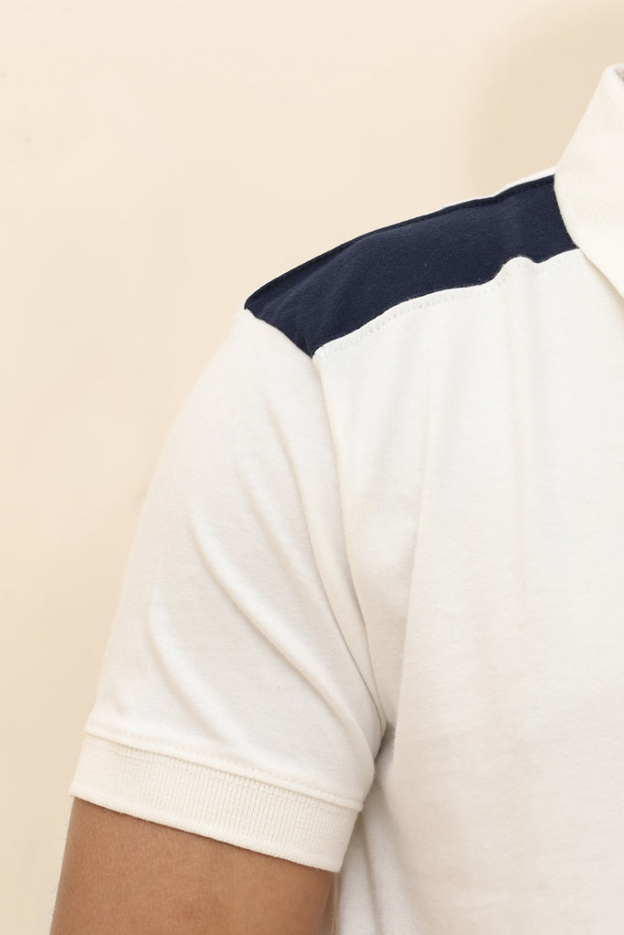 Men’s Classic White Performance Polo with Navy Accents