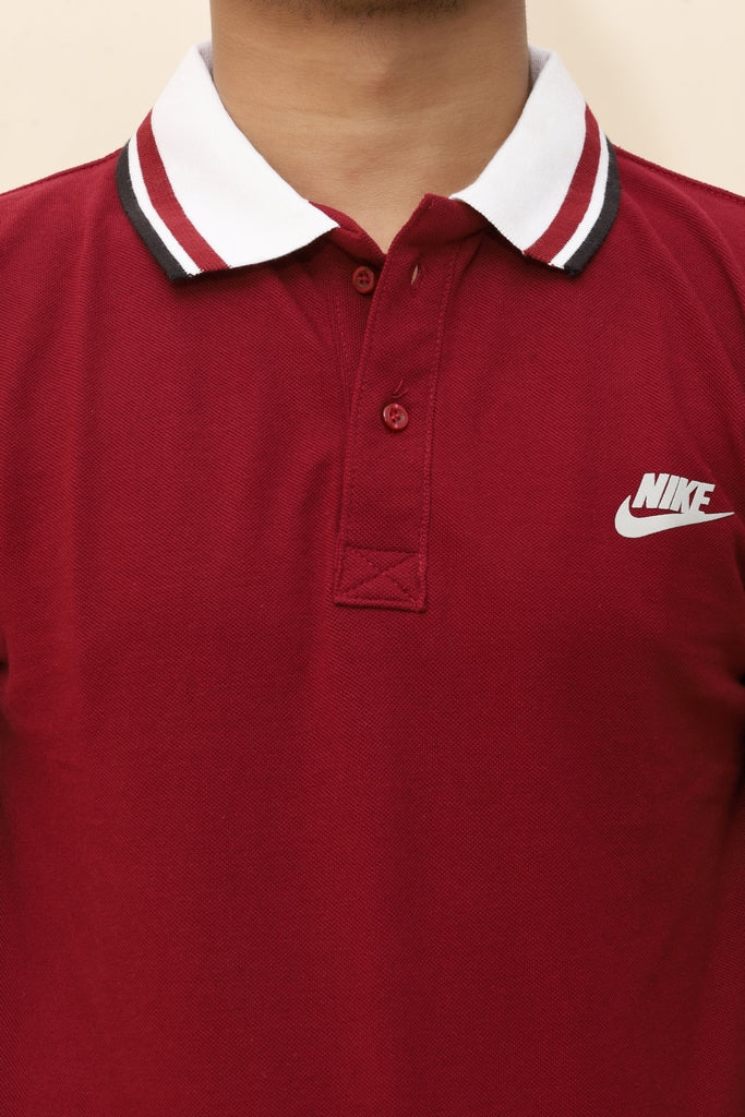 Men’s Varsity Maroon Polo with Tipped Collar