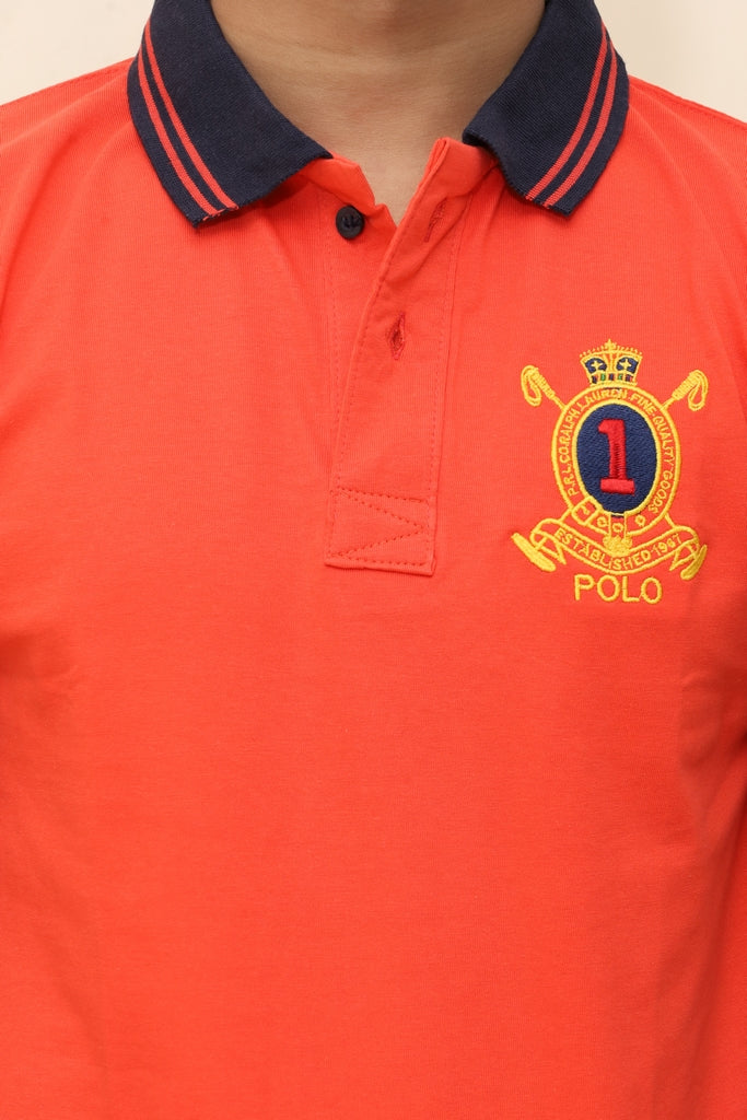 Men’s Heritage Crest Polo in Sunset Orange