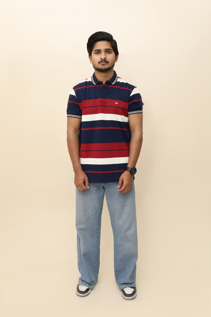 Men's Multi-Tone Striped Heather Polo