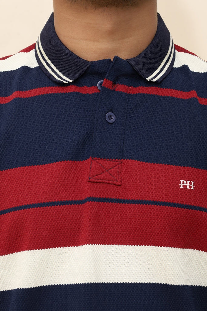 Men's Multi-Tone Striped Heather Polo