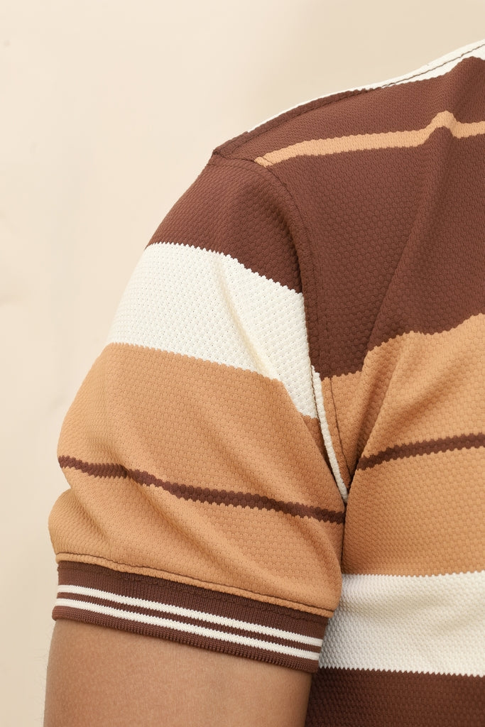 Men’s Urban Earth-Tone Striped Polo