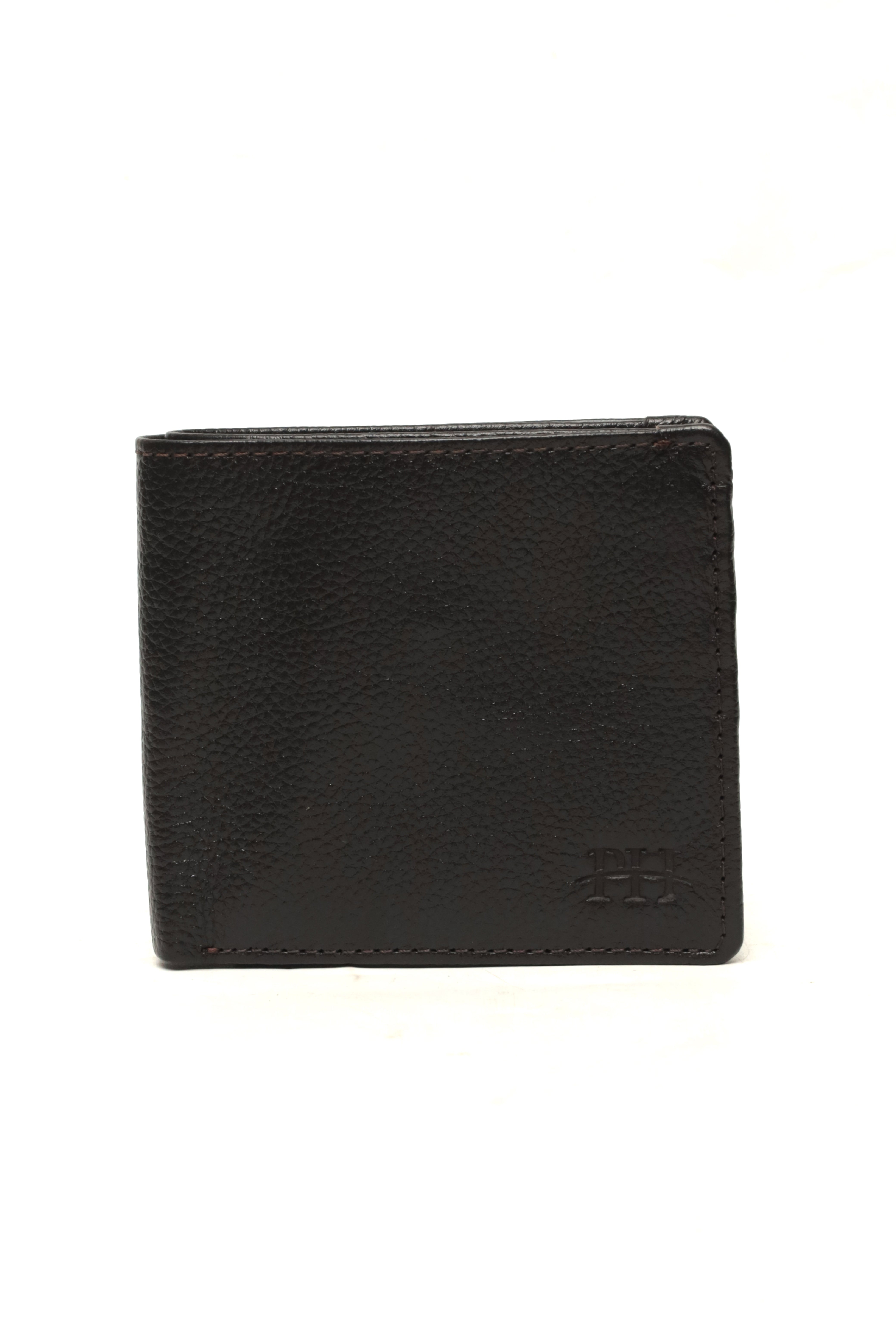 Textured Horizontal Bi-Fold Wallet with Contrast Stitching