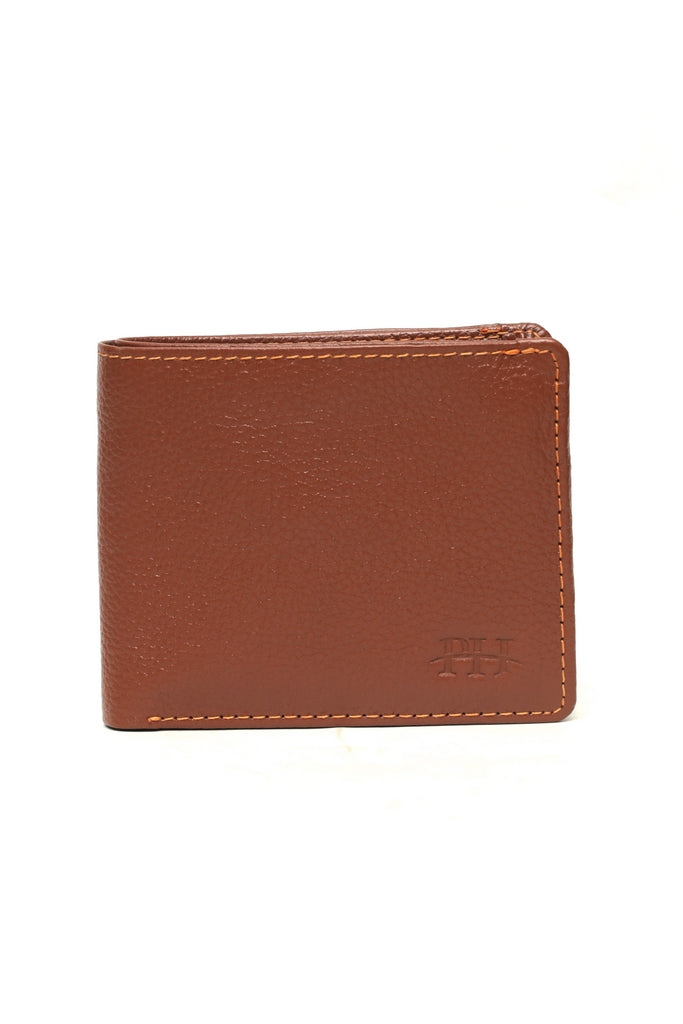 Textured Horizontal Bi-Fold Wallet with Contrast Stitching