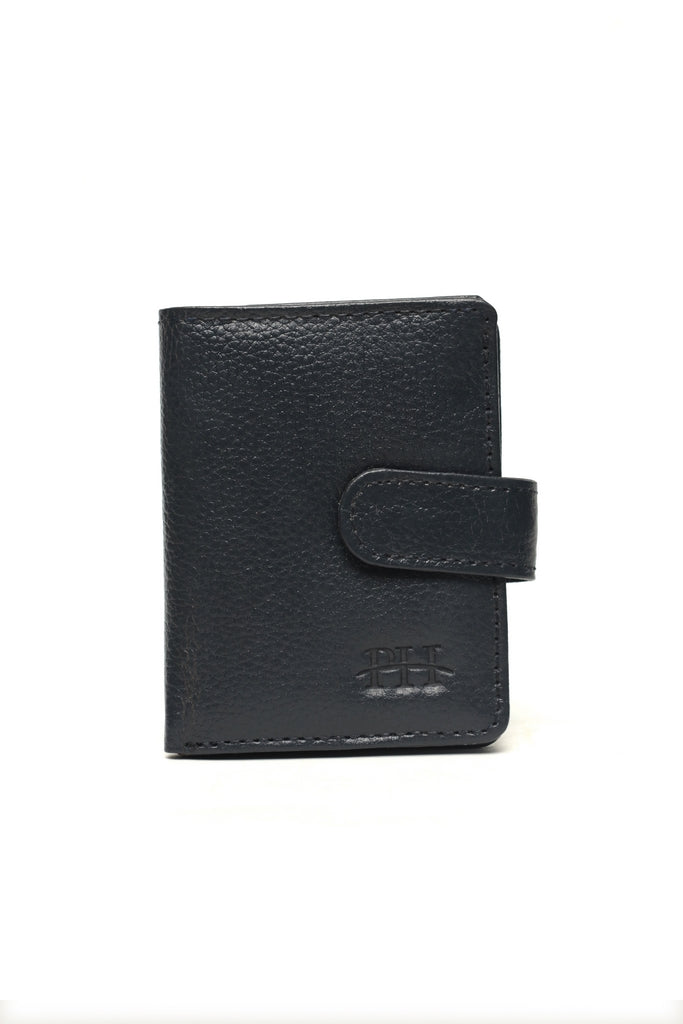 Textured Leather Vertical Wallet with Tab Closure