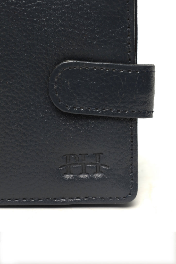 Textured Leather Vertical Wallet with Tab Closure