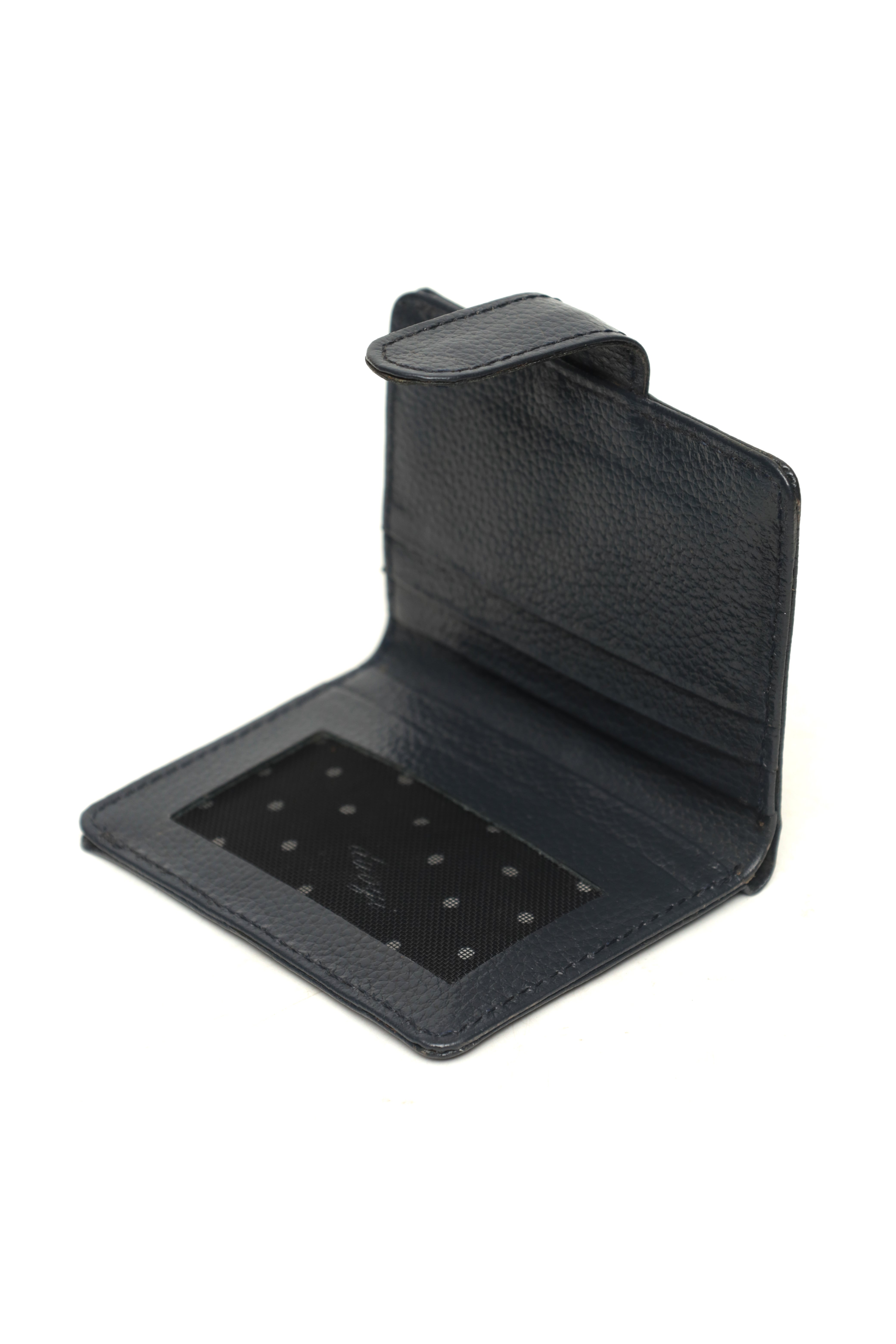 Textured Leather Vertical Wallet with Tab Closure