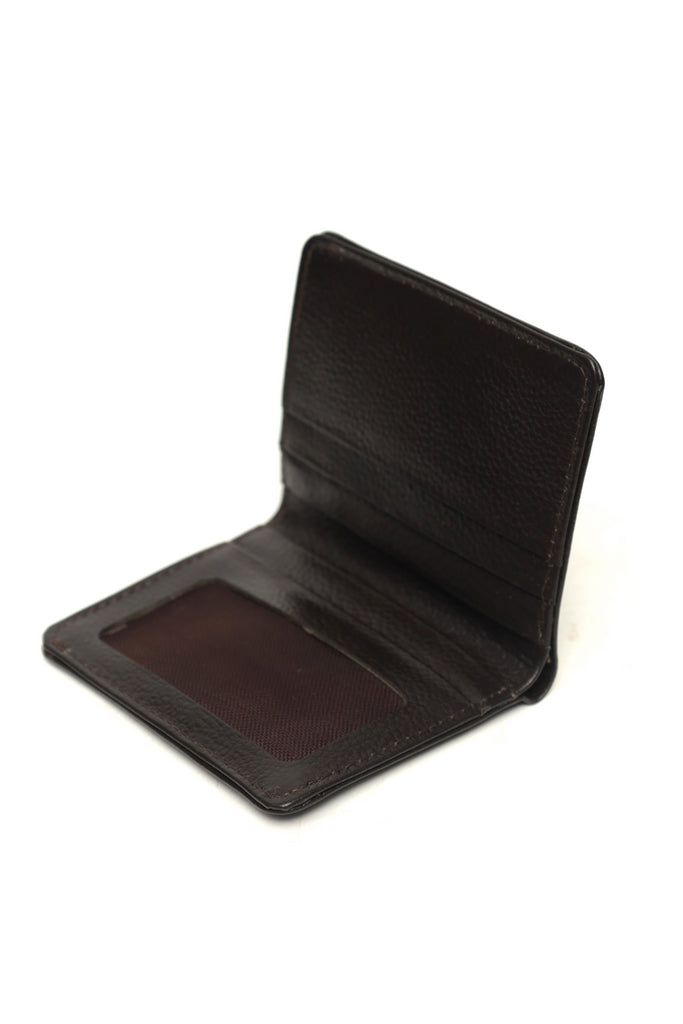 Textured Leather Vertical Wallet with Tab Closure