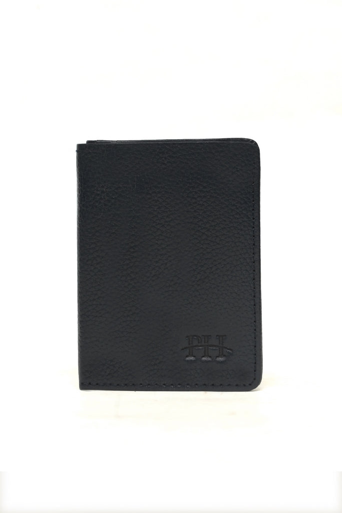 Textured Leather Vertical Wallet with Tab Closure