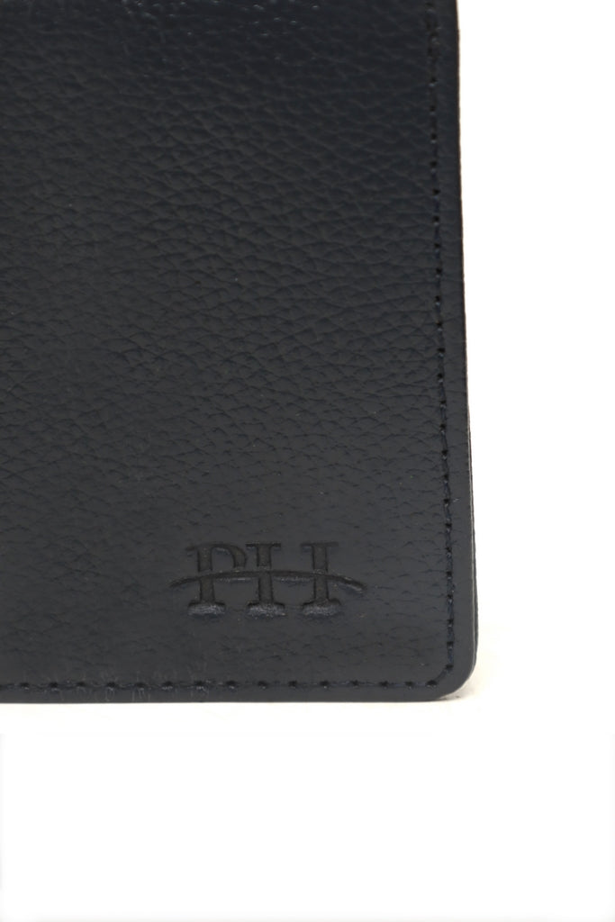 Textured Leather Vertical Wallet with Tab Closure