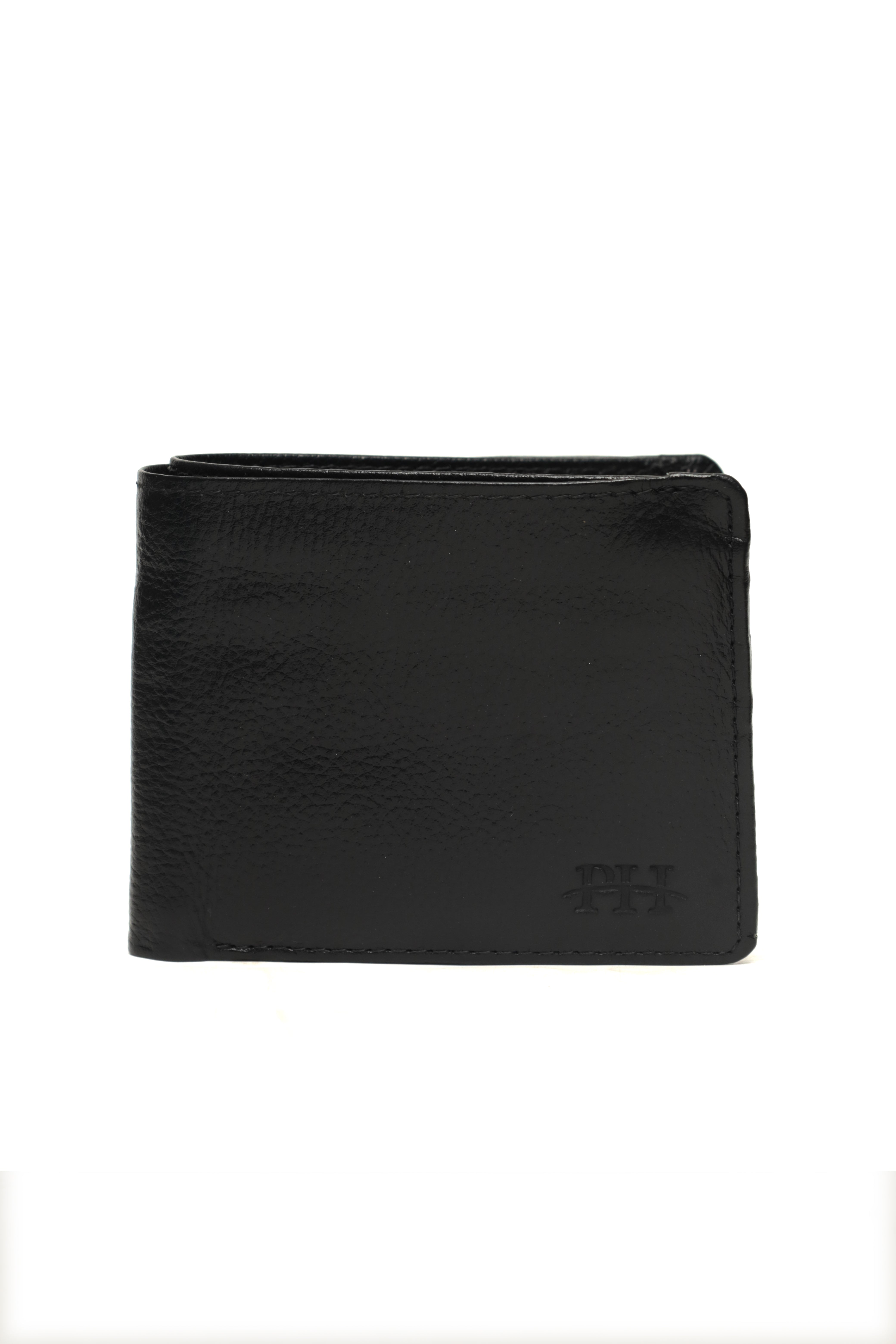 Textured Horizontal Bi-Fold Wallet with Contrast Stitching