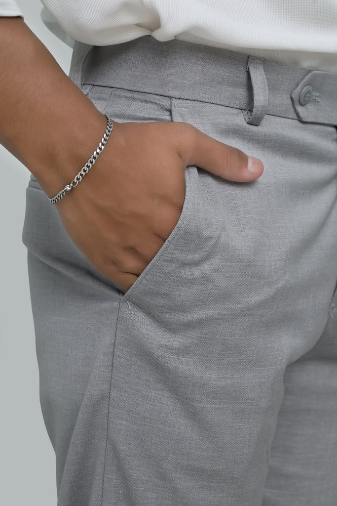 Men’s Light Grey Tropical Fabric Formal Trouser