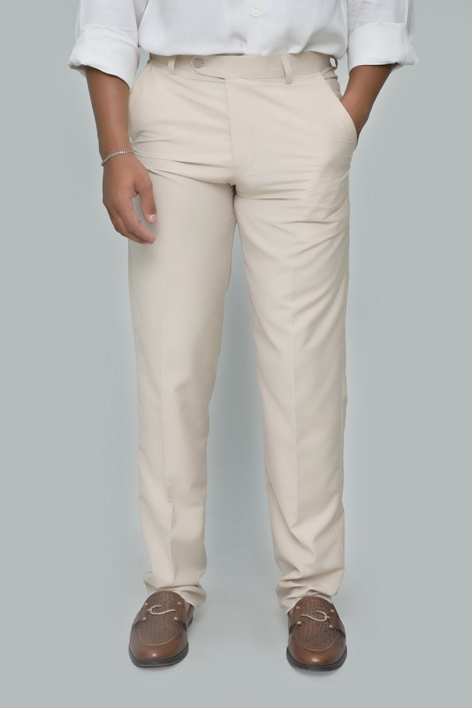 Men’s Beige Tropical Fabric Formal Trouser