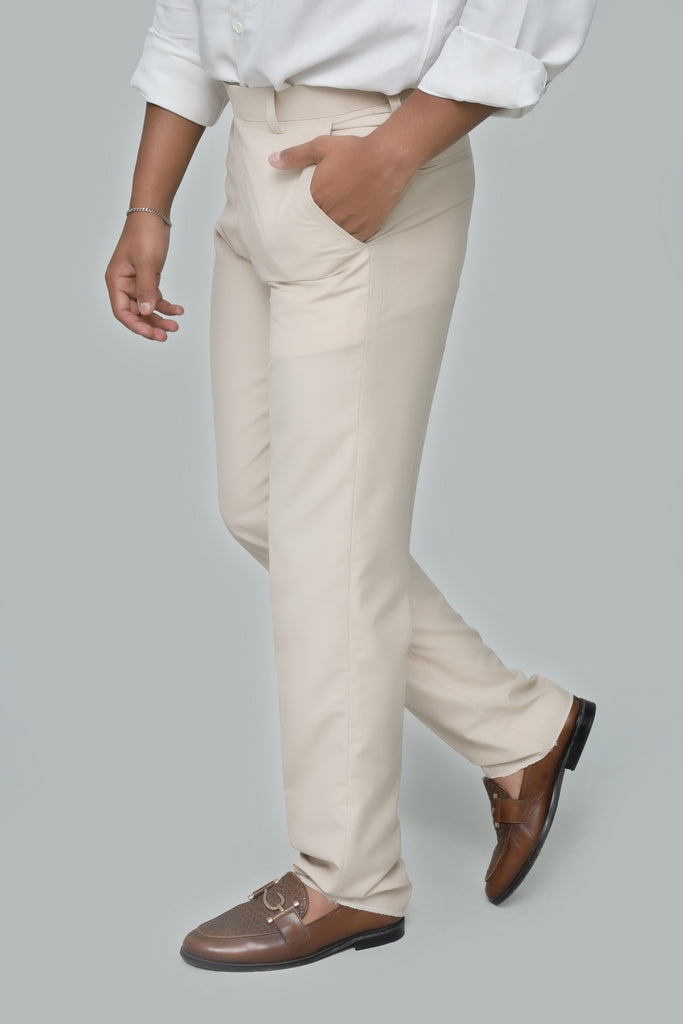Men’s Beige Tropical Fabric Formal Trouser