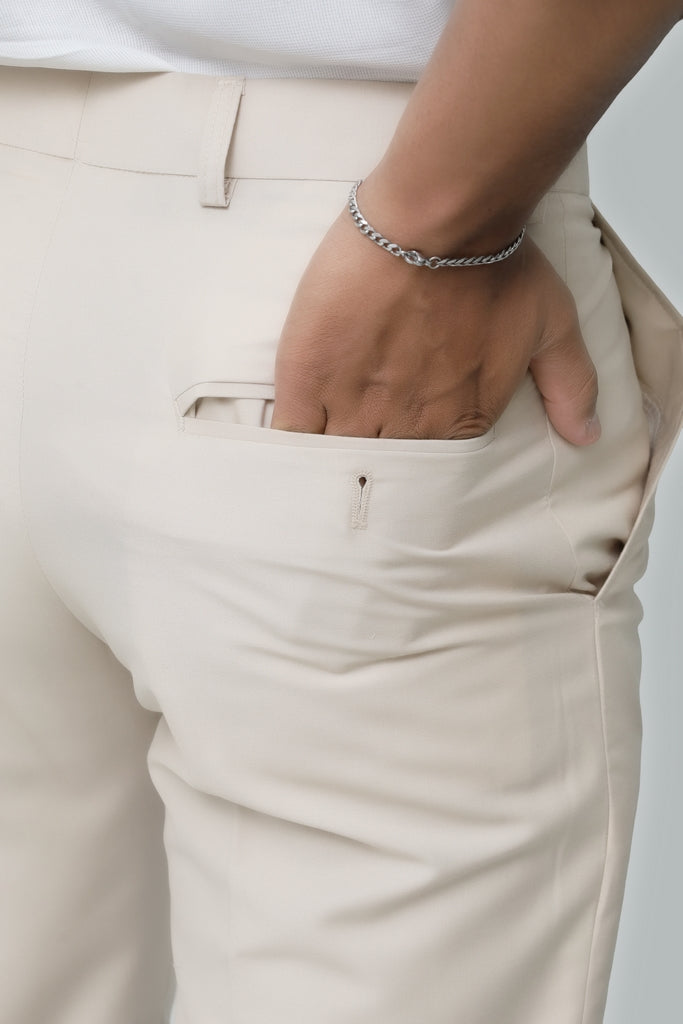 Men’s Beige Tropical Fabric Formal Trouser