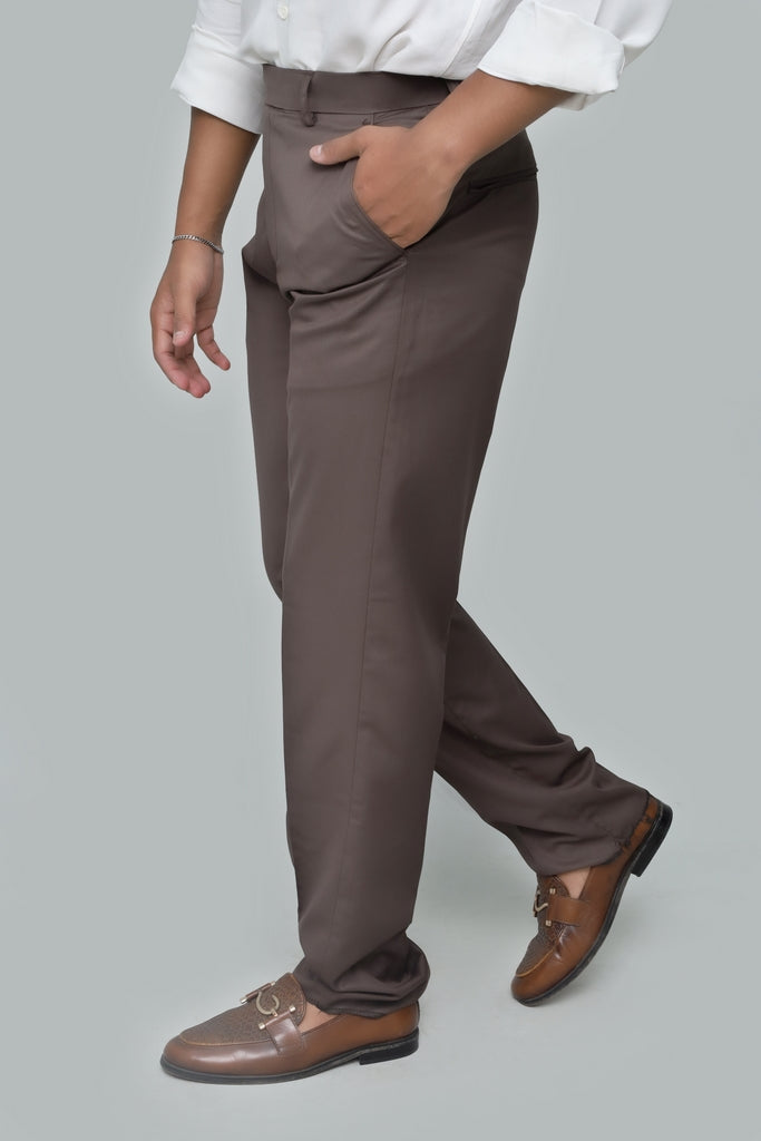 Men’s Chocolate Brown Tropical Fabric Formal Trouser