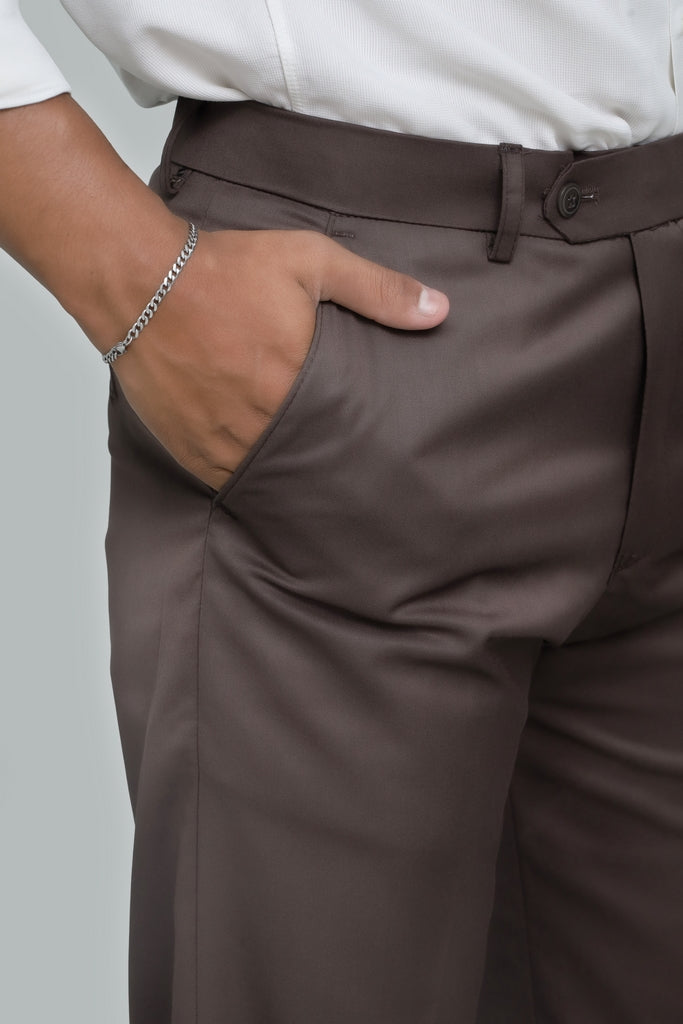 Men’s Chocolate Brown Tropical Fabric Formal Trouser