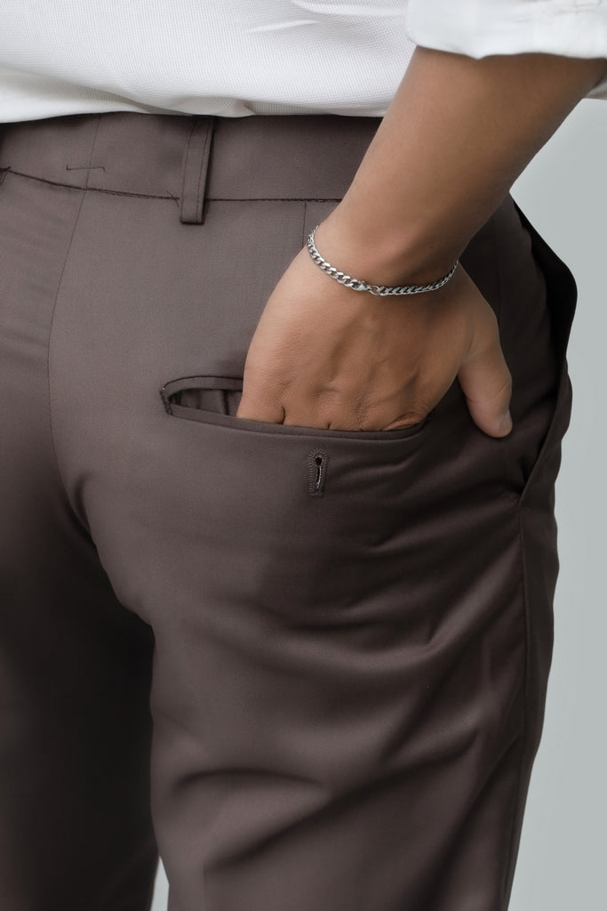 Men’s Chocolate Brown Tropical Fabric Formal Trouser