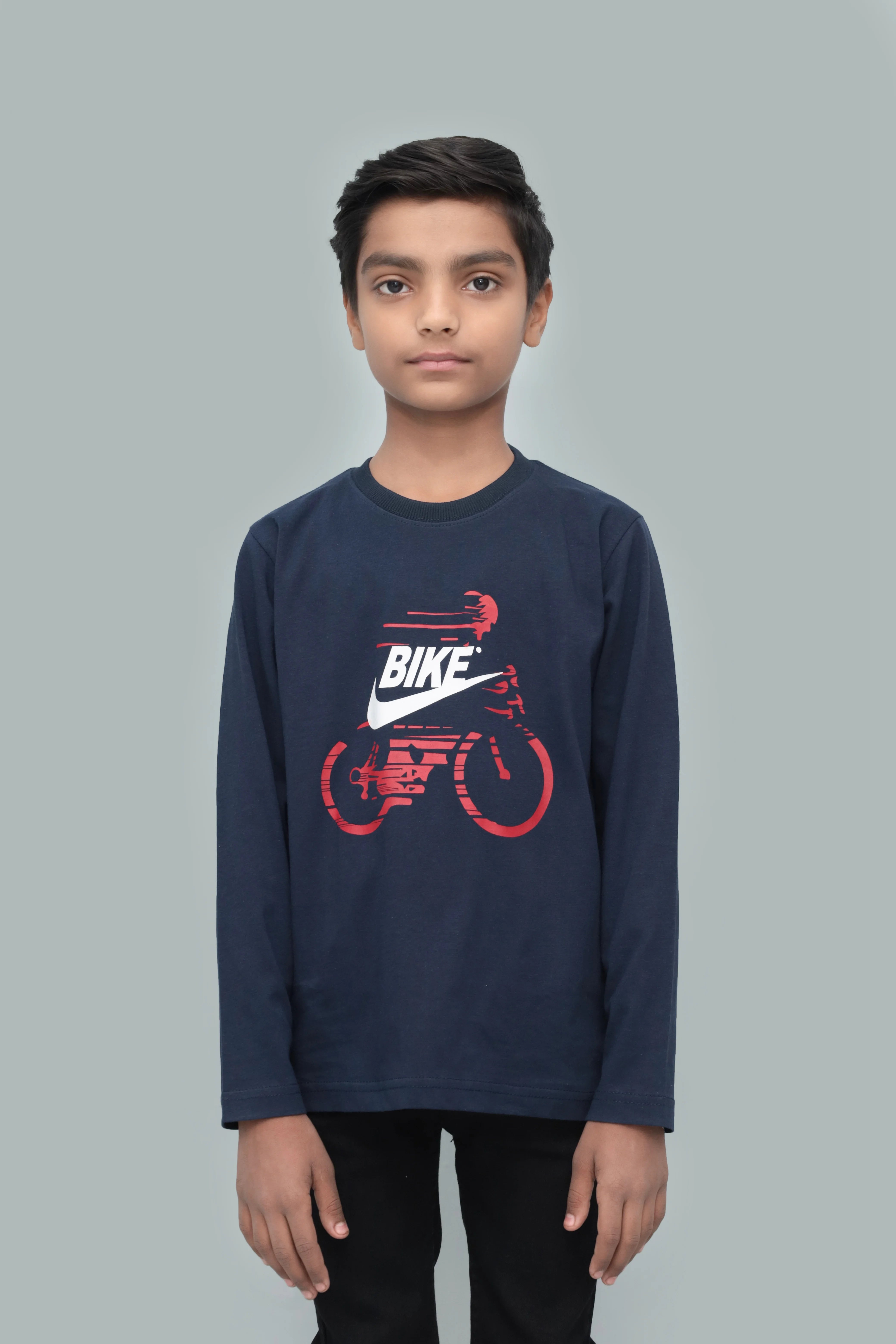 Bike Graphic Long-Sleeve Round Neck