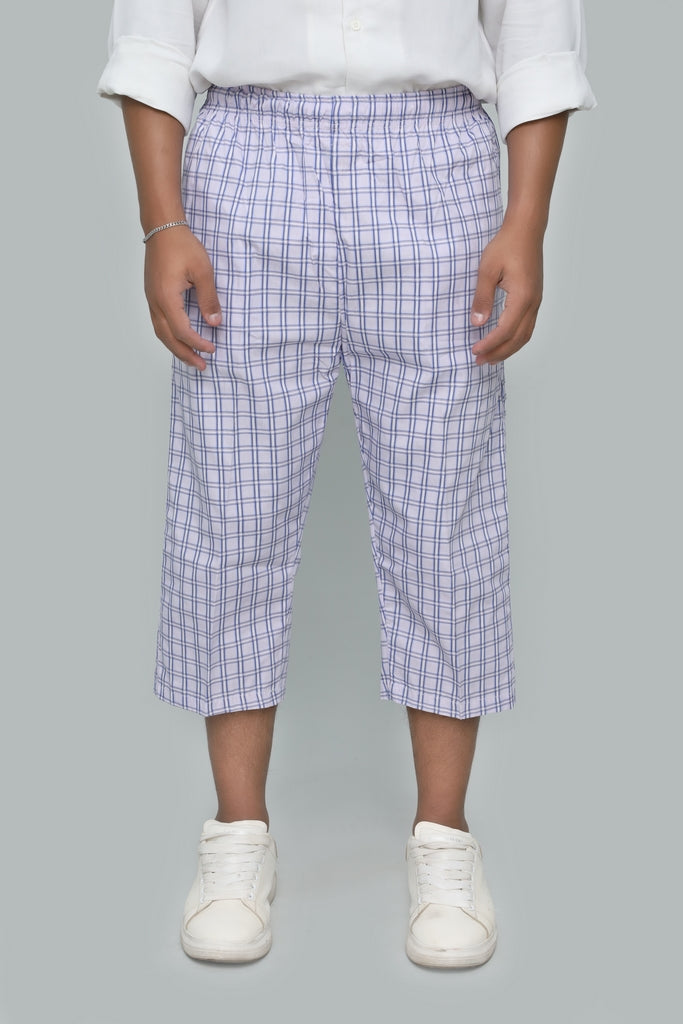 Men’s Lavender Plaid Relaxed Fit Cropped long short