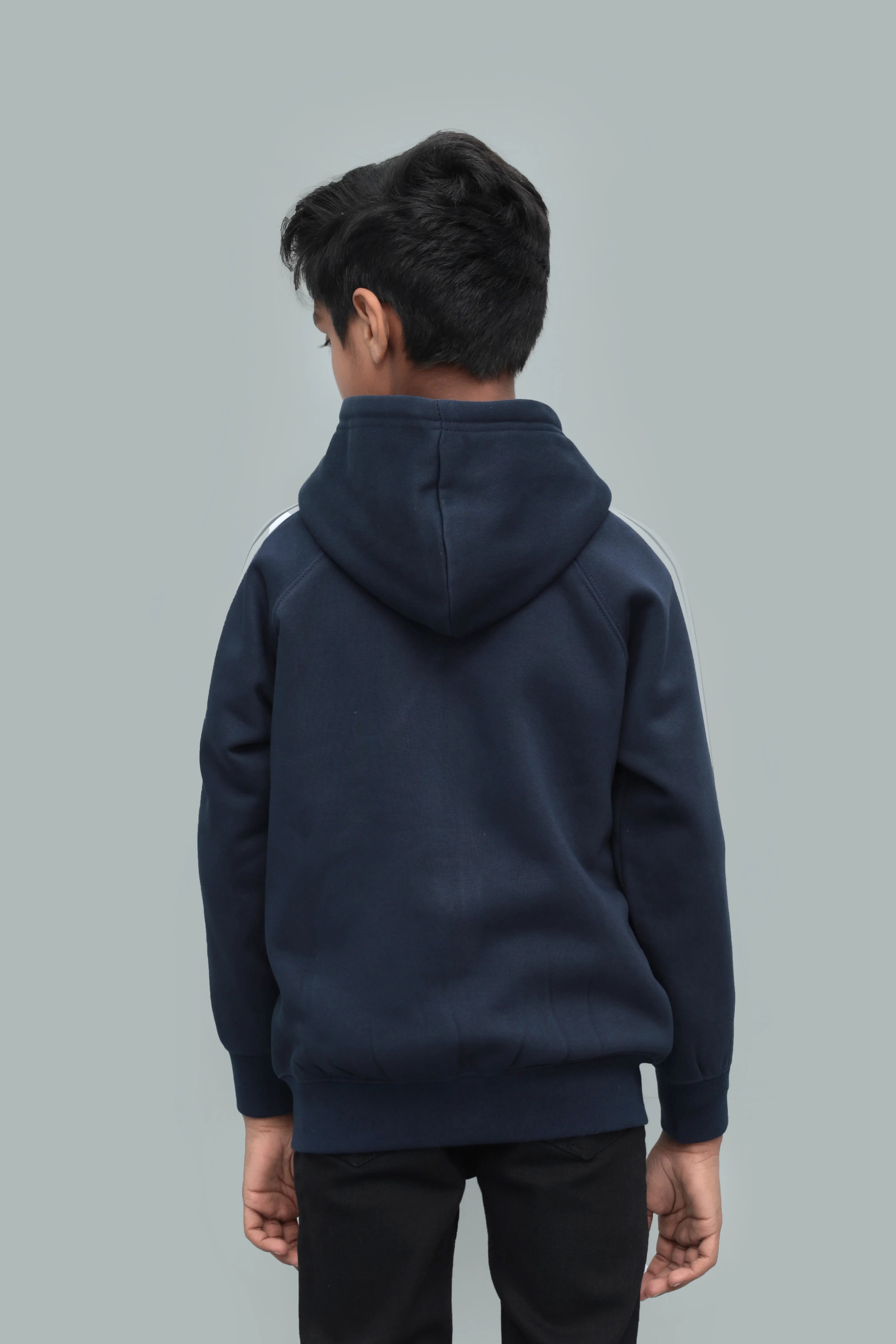 Kids' Three-Stripe Full-Black Hoodies
