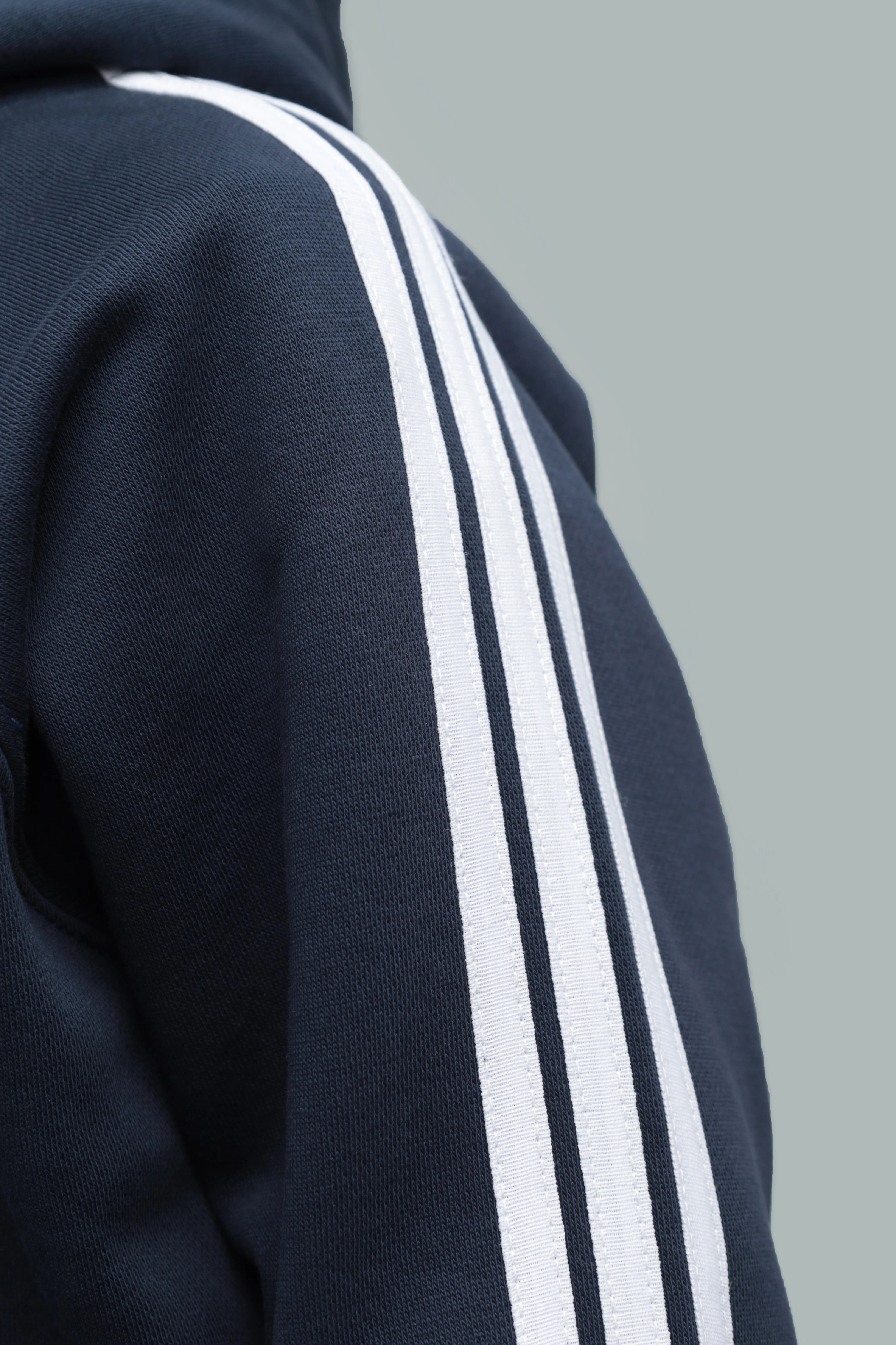 Kids' Three-Stripe Full-Black Hoodies