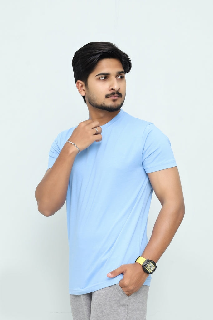 Men’s Essentials Solid Sky Blue Tee
