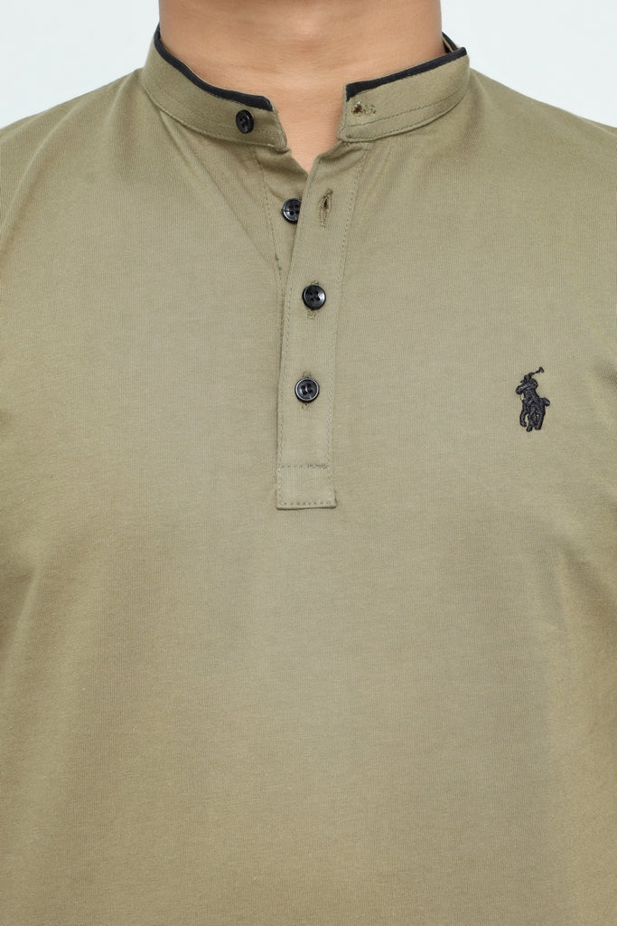 Men’s Urban Olive Mandarin Henley
