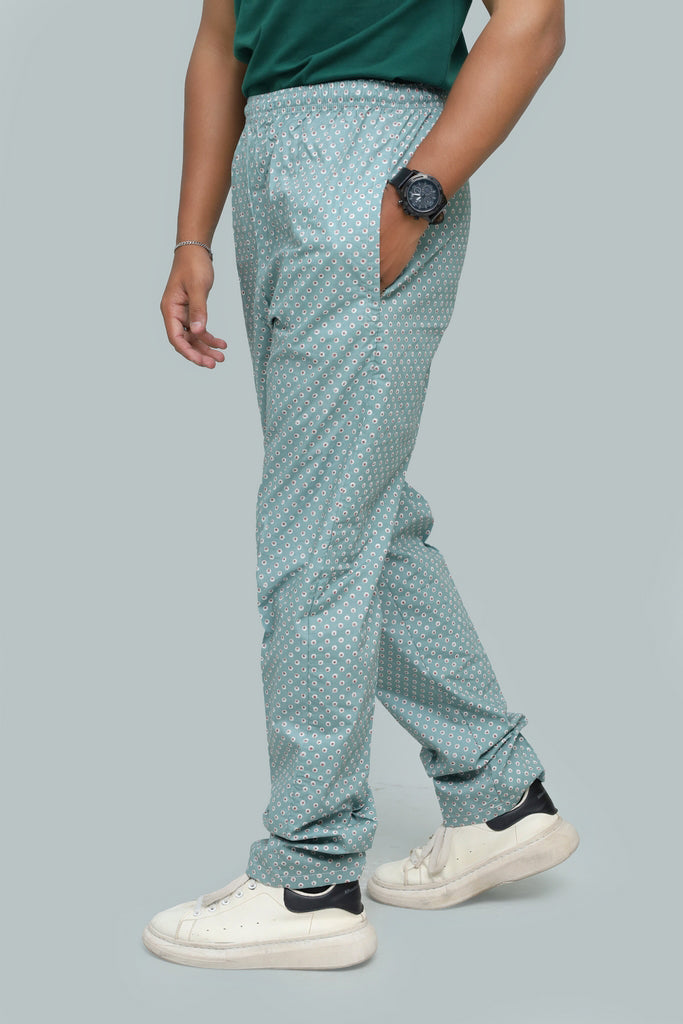 Men’s Urban Relaxed Printed Trousers – Sage Geometric