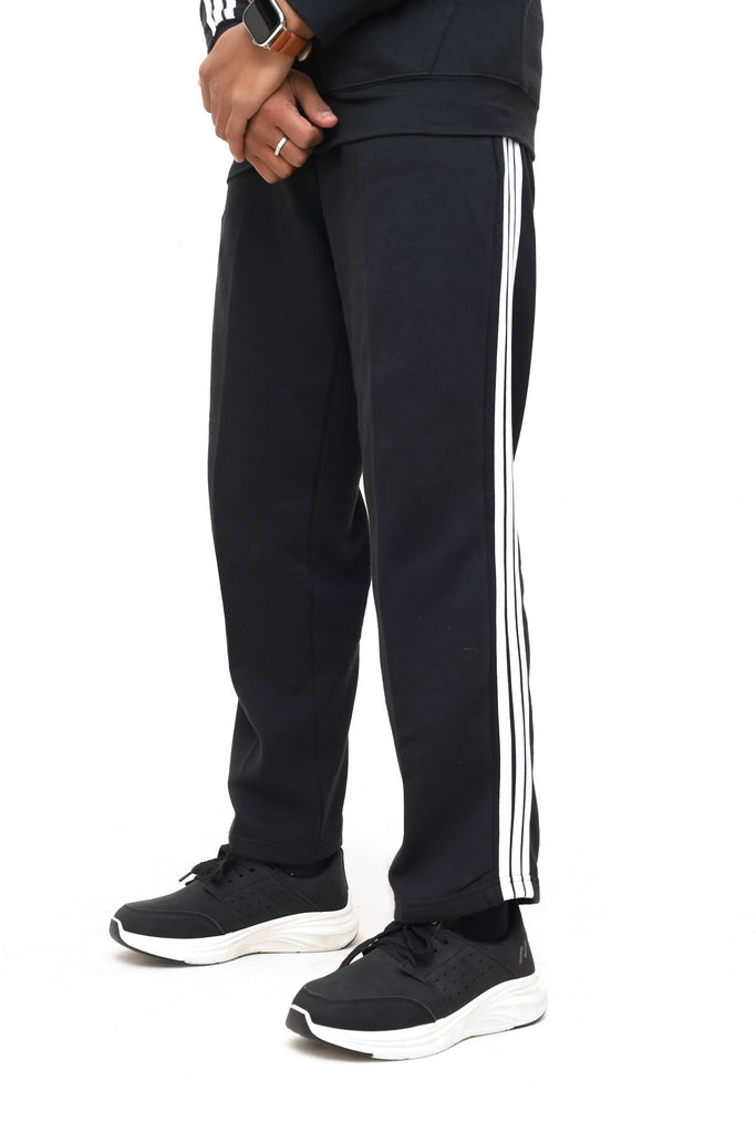 Men's Black With White Side Stripes Tracksuit
