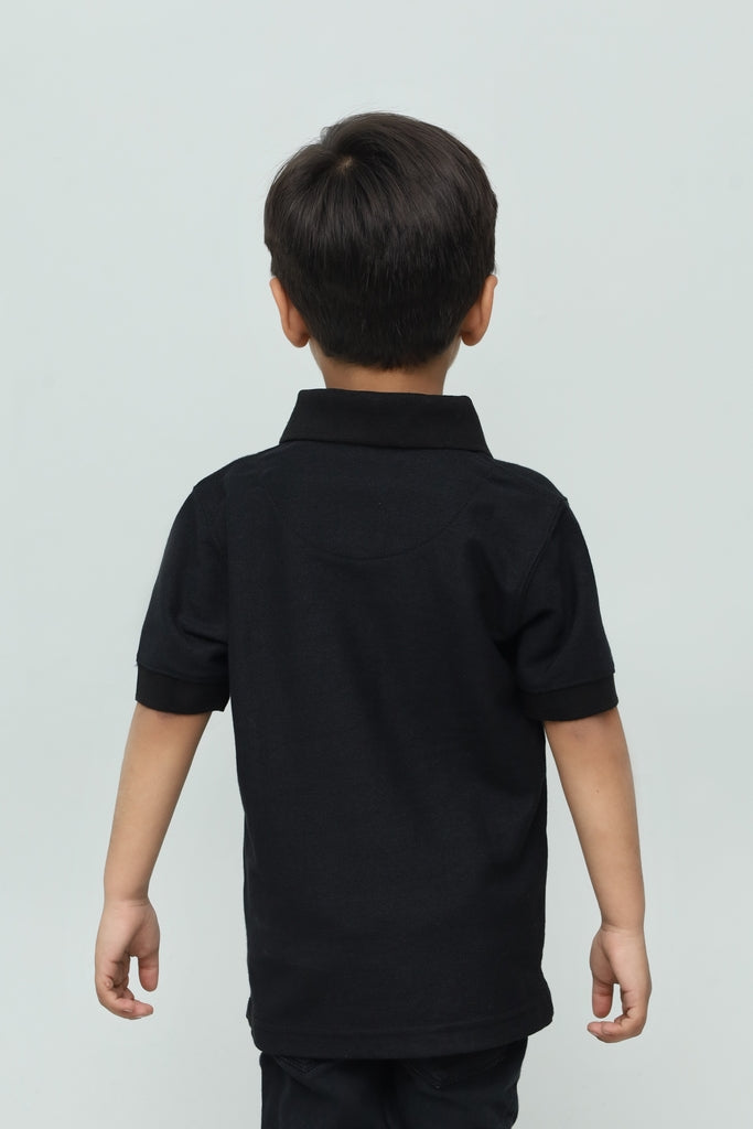 Kids Solid Black Polo Shirt