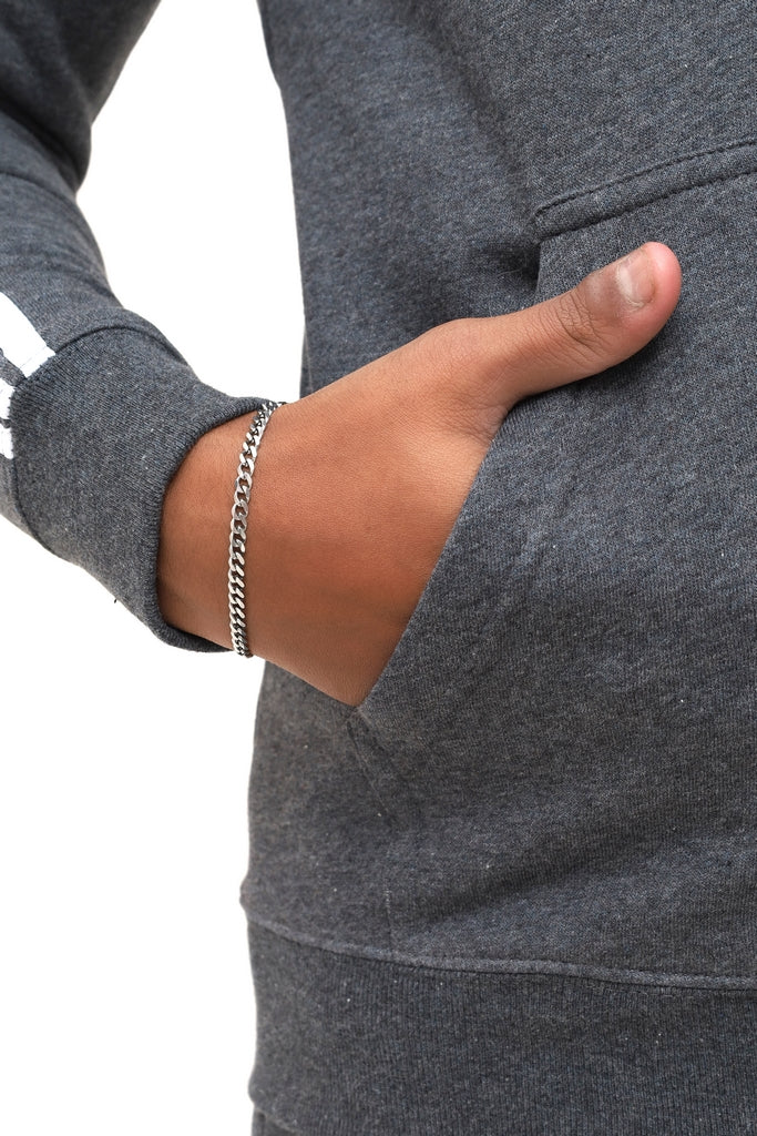 Men's Dark Grey With White Side Stripes Tracksuit
