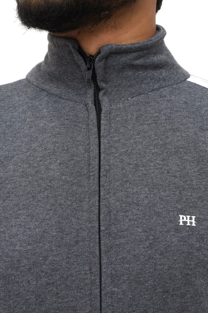 Men's Dark Grey With White Side Stripes Tracksuit