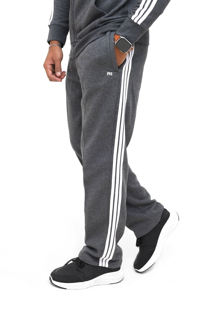 Men's Dark Grey With White Side Stripes Tracksuit