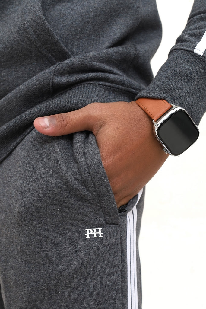 Men's Dark Grey With White Side Stripes Tracksuit