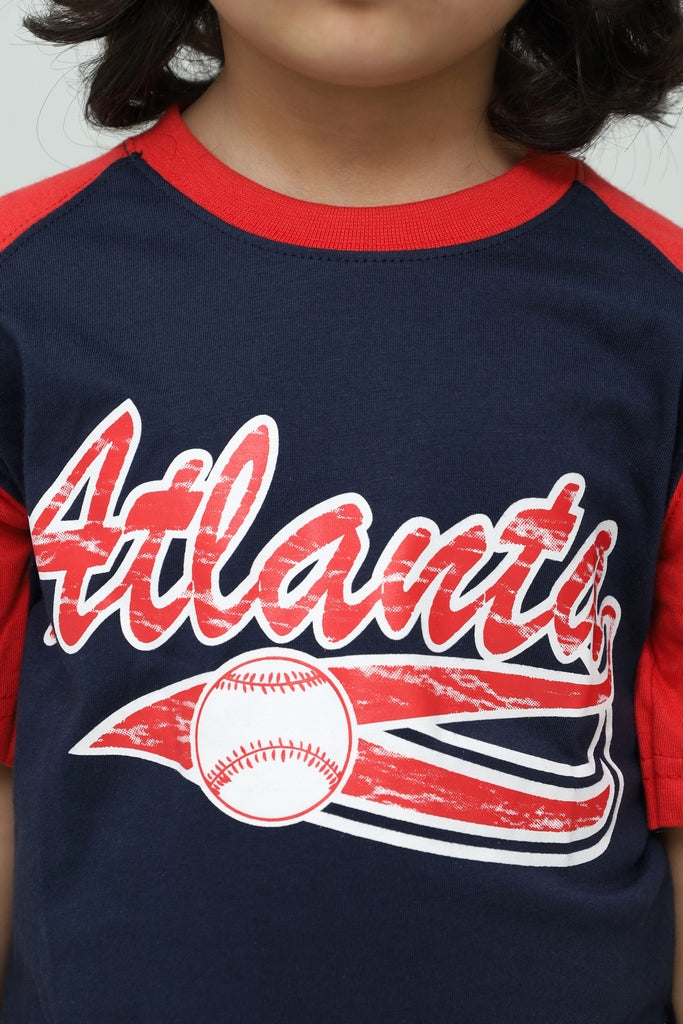 Kids Navy Blue with Red Sleeves T-Shirt