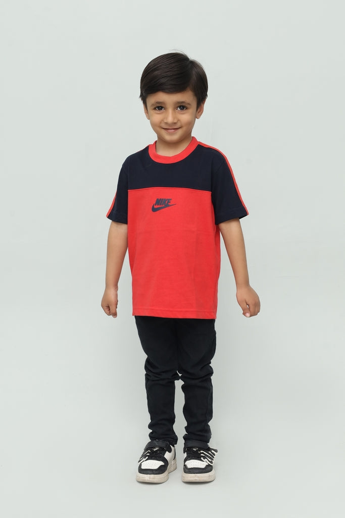 Kids Red & Navy Contrast T-Shirt