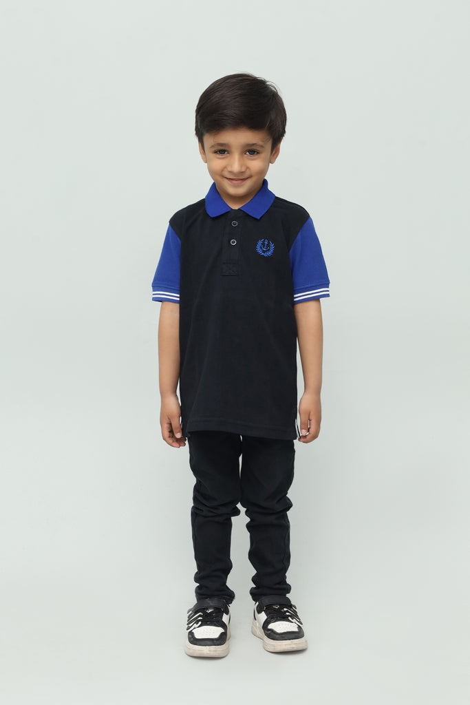 Kids Black & Blue Polo Shirt