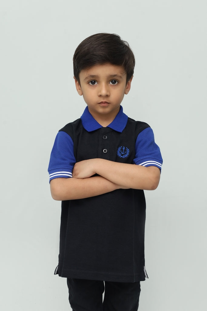 Kids Black & Blue Polo Shirt