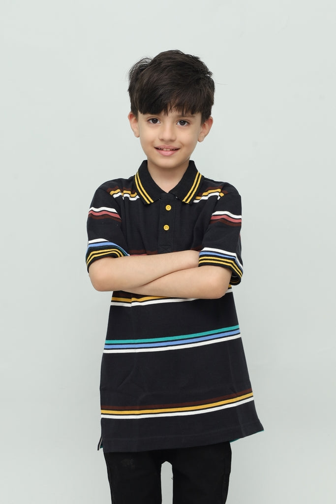 Kids Multicolor Striped Polo Shirt
