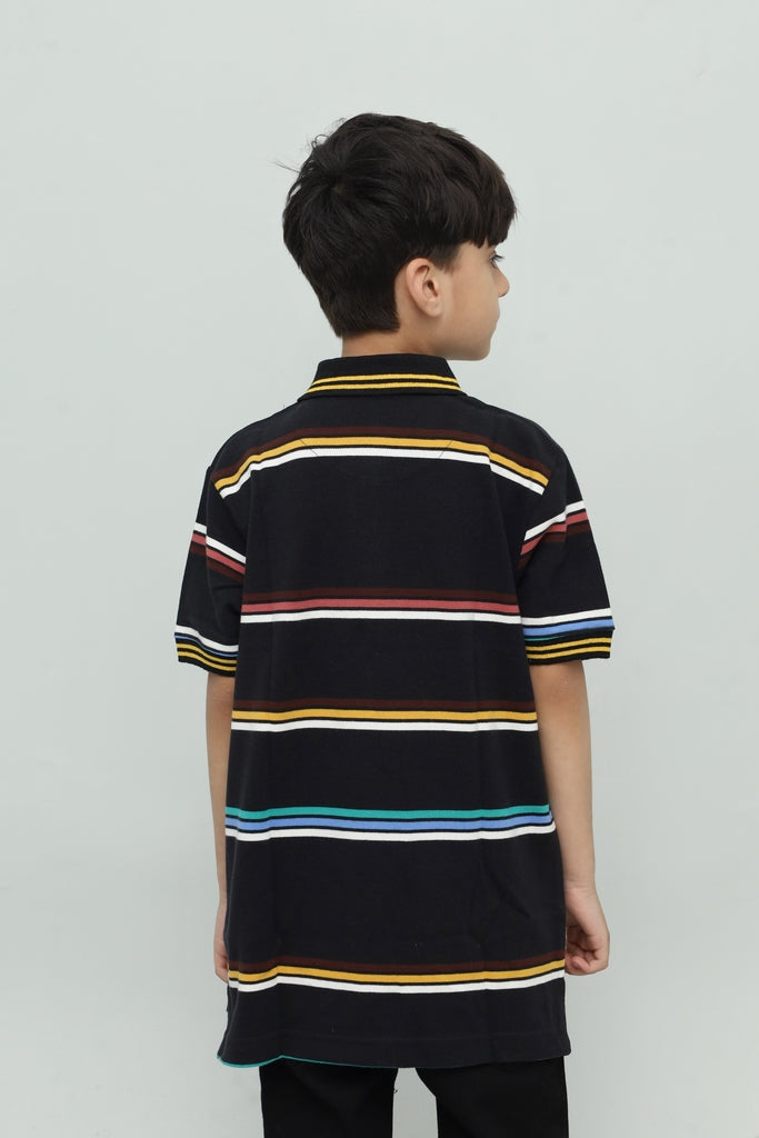 Kids Multicolor Striped Polo Shirt