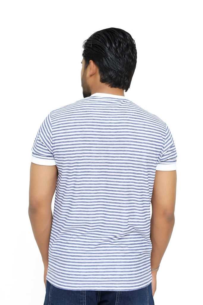 Men’s Textured Indigo Striped Tee