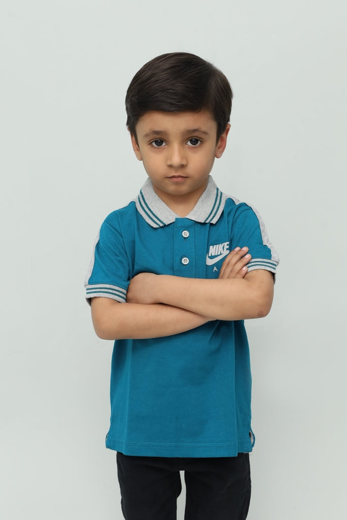 Kids Teal Blue Polo Shirt