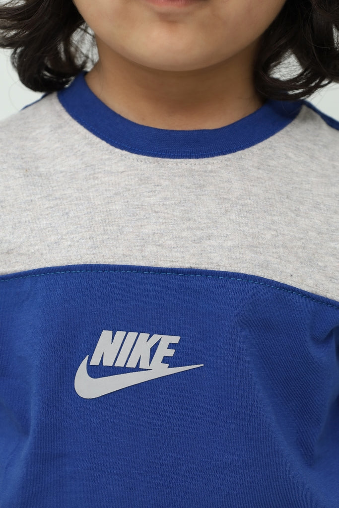 Kids Blue & Grey Panel T-Shirt