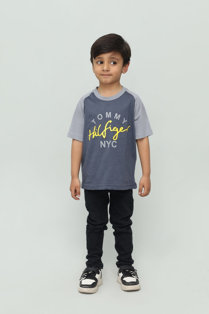 Kidsm Grey Printed T-Shirt
